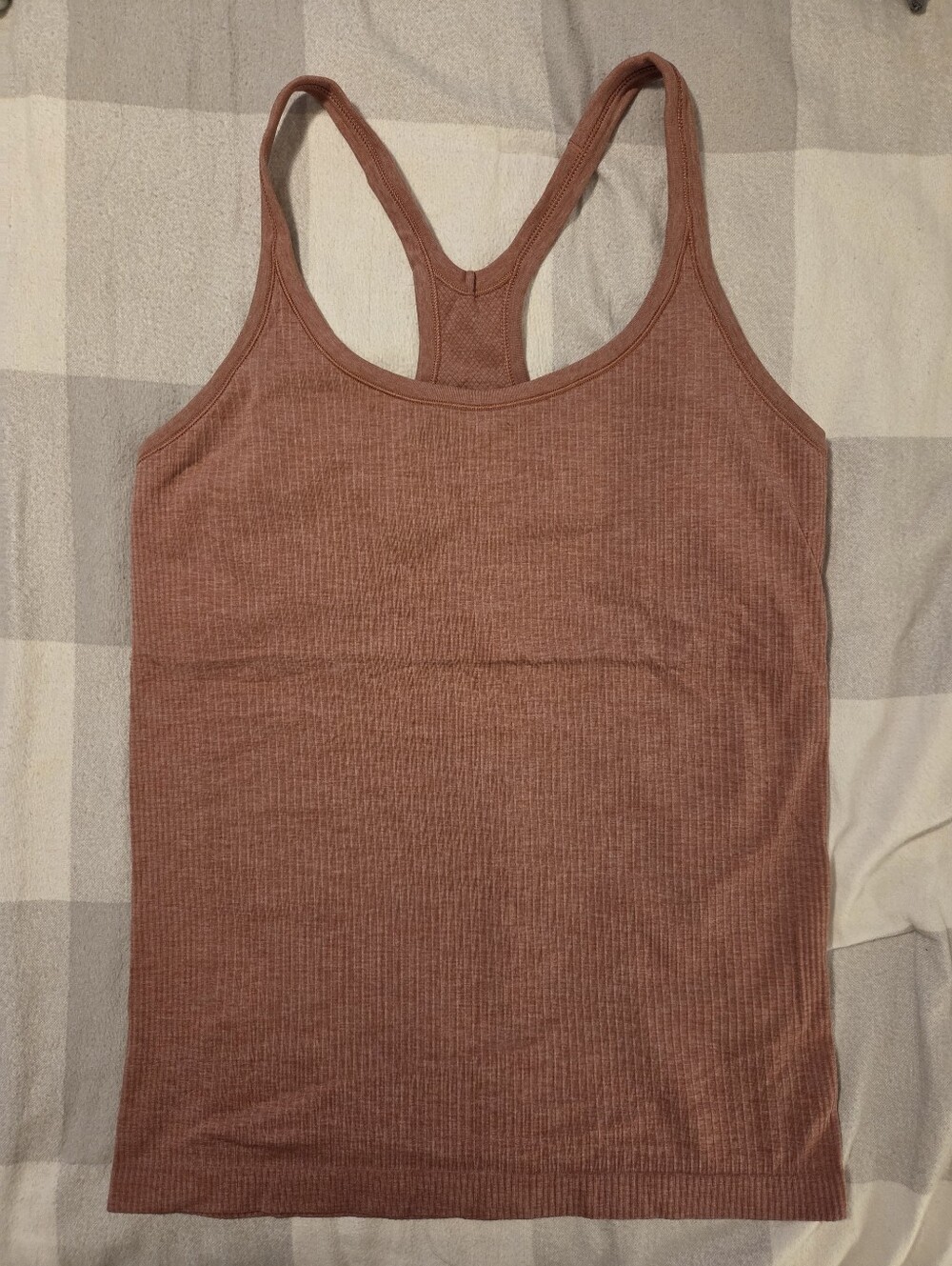 Lululemon Ebb to Street Recerback Tank Top Dusty Pink Size 12 Ribbed Shelf Bra